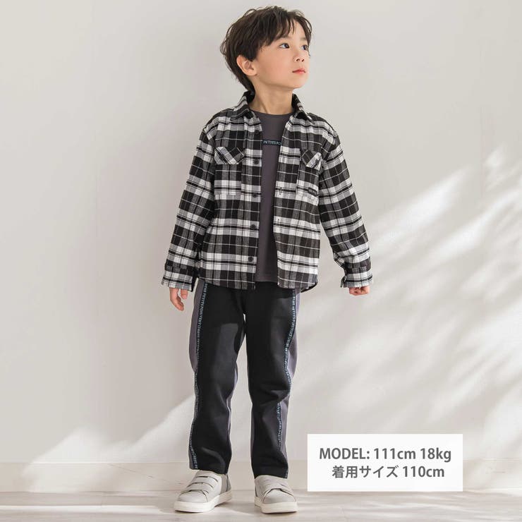 【店舗限定】【お揃い】チェックフラップポケット長袖シャツ(95~150cm) | BeBe Petits Pois Vert | 詳細画像2 