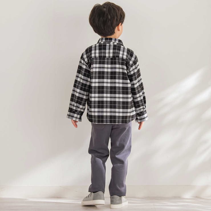 【店舗限定】【お揃い】チェックフラップポケット長袖シャツ(95~150cm) | BeBe Petits Pois Vert | 詳細画像4 