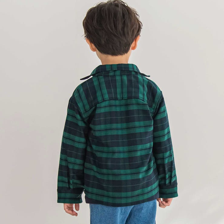 【店舗限定】【お揃い】チェックフラップポケット長袖シャツ(95~150cm) | BeBe Petits Pois Vert | 詳細画像6 
