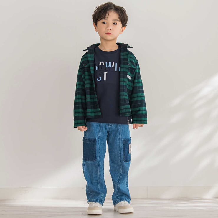 【店舗限定】【お揃い】チェックフラップポケット長袖シャツ(95~150cm) | BeBe Petits Pois Vert | 詳細画像7 