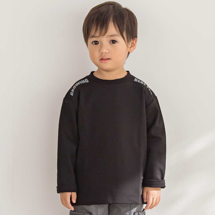 ブラック | 【店舗限定】ショルダーロゴ刺しゅうポンチ長袖トレーナー(95~150cm) | BeBe Petits Pois Vert