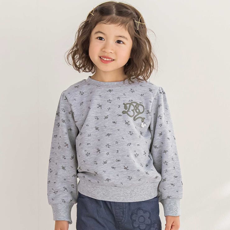 【店舗限定】花柄インクジェット裏毛長袖トレーナー(95~150cm) | BeBe Petits Pois Vert | 詳細画像1 
