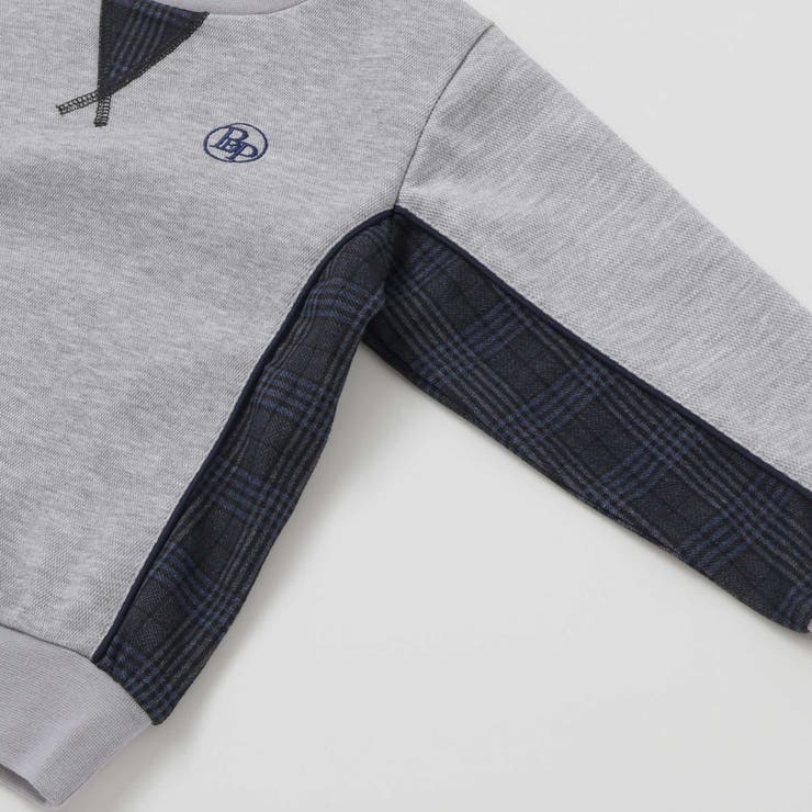 【店舗限定】【お揃い】カノコボンディングチェックジャガード切り替えトレーナー(9… | BeBe Petits Pois Vert | 詳細画像16 