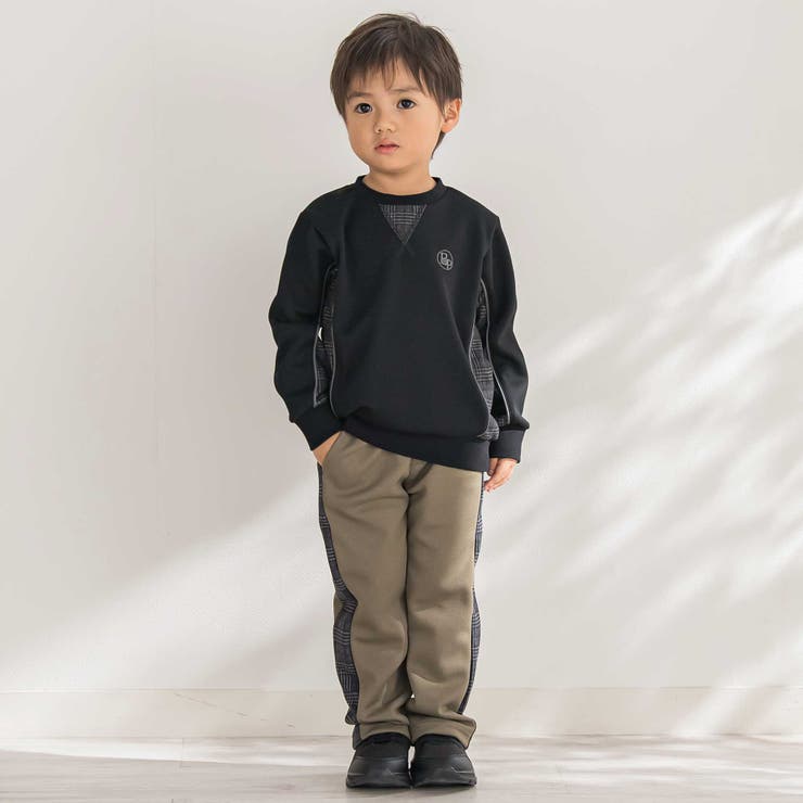 【店舗限定】【お揃い】カノコボンディングチェックジャガード切り替えトレーナー(9… | BeBe Petits Pois Vert | 詳細画像3 