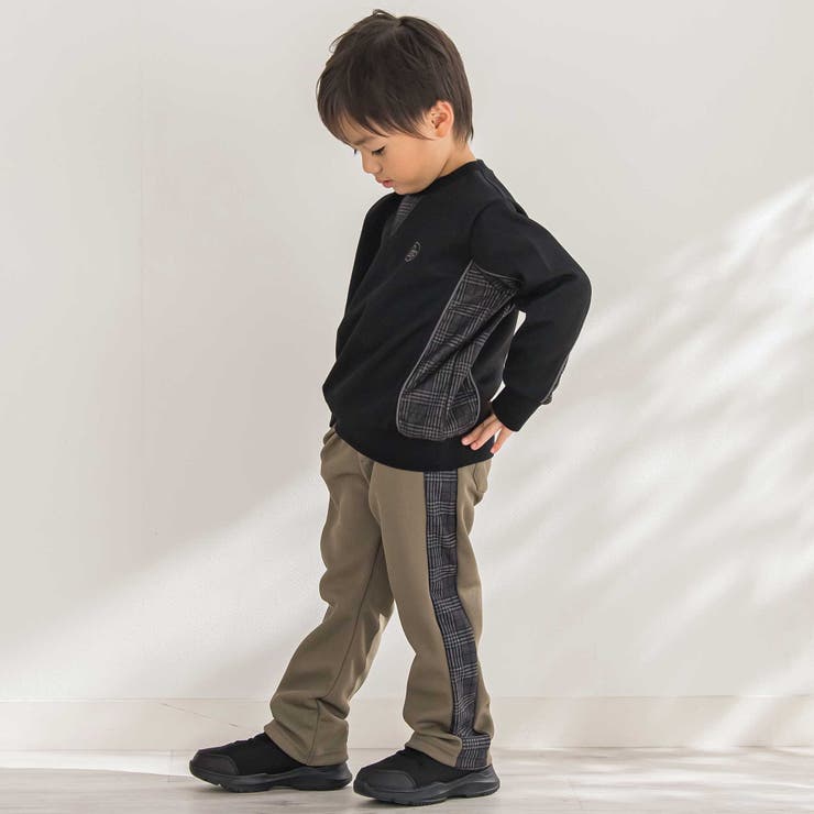 【店舗限定】【お揃い】カノコボンディングチェックジャガード切り替えトレーナー(9… | BeBe Petits Pois Vert | 詳細画像5 