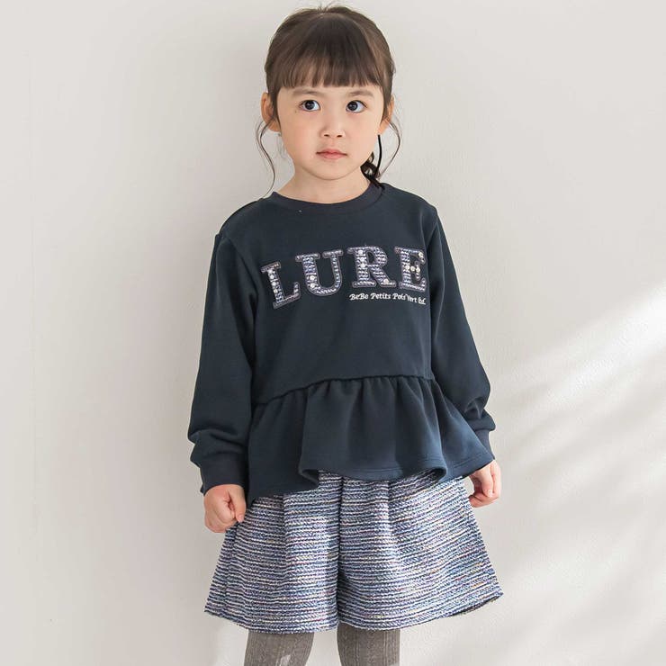 【店舗限定】ツイードパッチワーク刺しゅうペプラムトレーナー(95~160cm) | BeBe Petits Pois Vert | 詳細画像3 