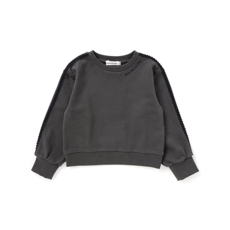 ブラック系 | 【店舗限定】【お揃い】裏毛袖ラインレーストレーナー(95~150cm) | BeBe Petits Pois Vert