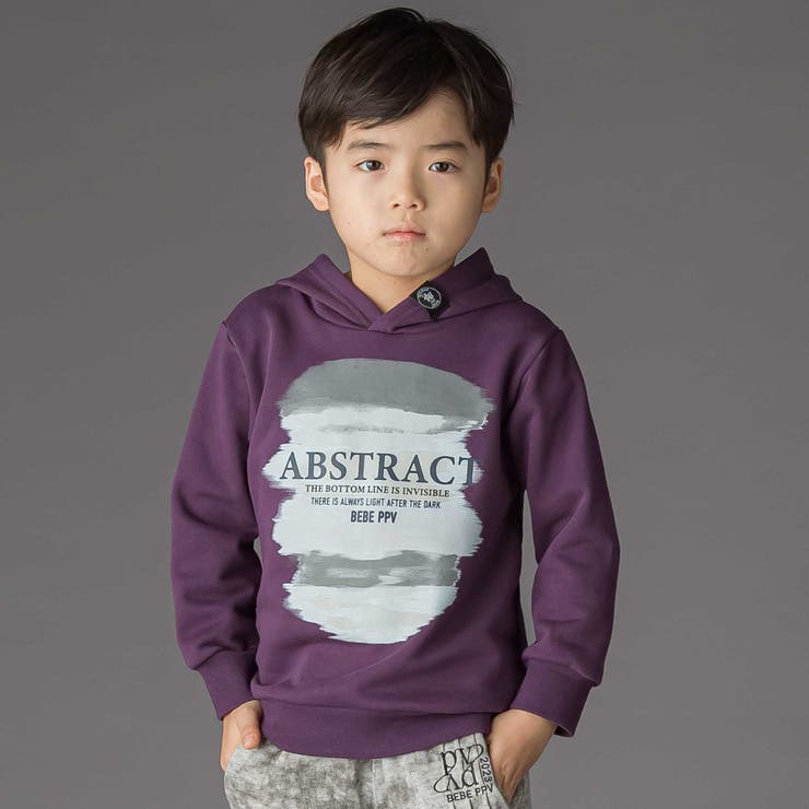 パープル | 【店舗限定】グラデーションプリント裏毛フード付きトレーナー(95~160cm) | BeBe Petits Pois Vert