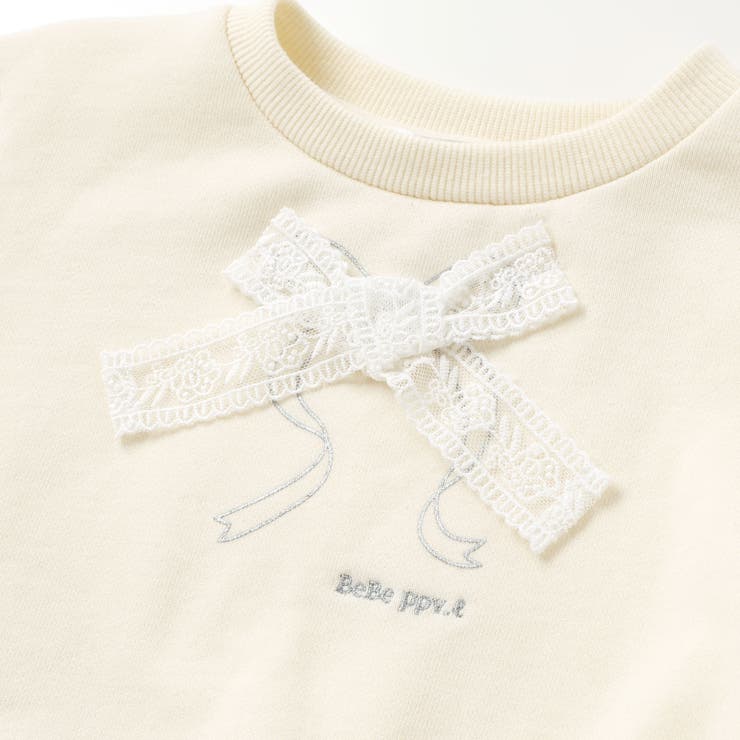 【店舗限定】裏毛ジャガード切り替えリボントレーナー(95~150cm) | BeBe Petits Pois Vert | 詳細画像12 