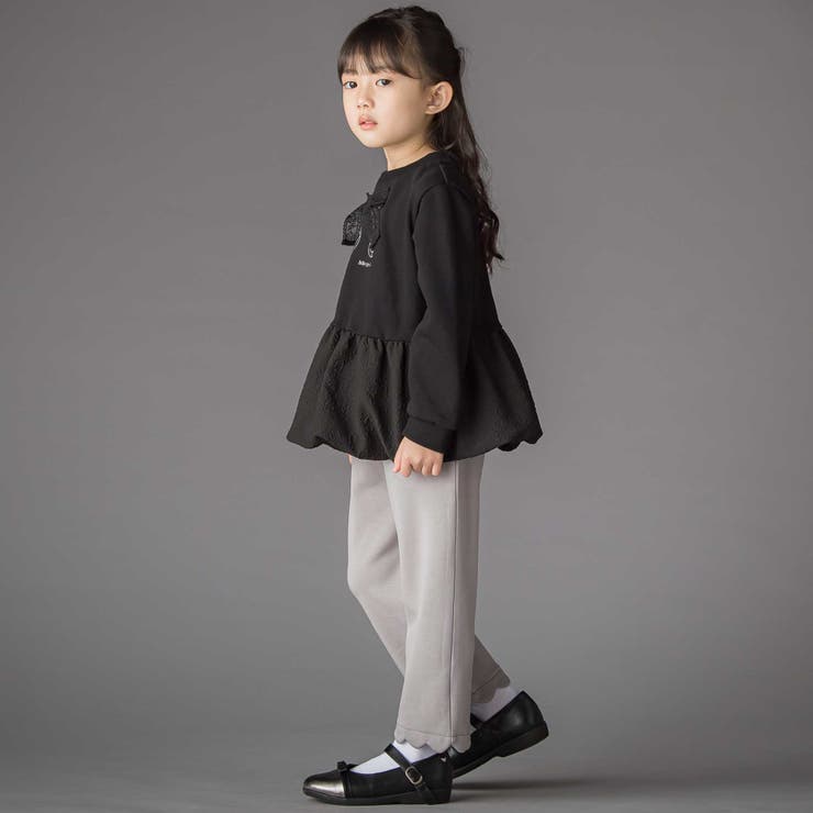 【店舗限定】裏毛ジャガード切り替えリボントレーナー(95~150cm) | BeBe Petits Pois Vert | 詳細画像3 