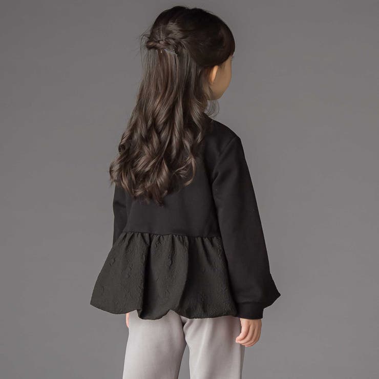 【店舗限定】裏毛ジャガード切り替えリボントレーナー(95~150cm) | BeBe Petits Pois Vert | 詳細画像4 