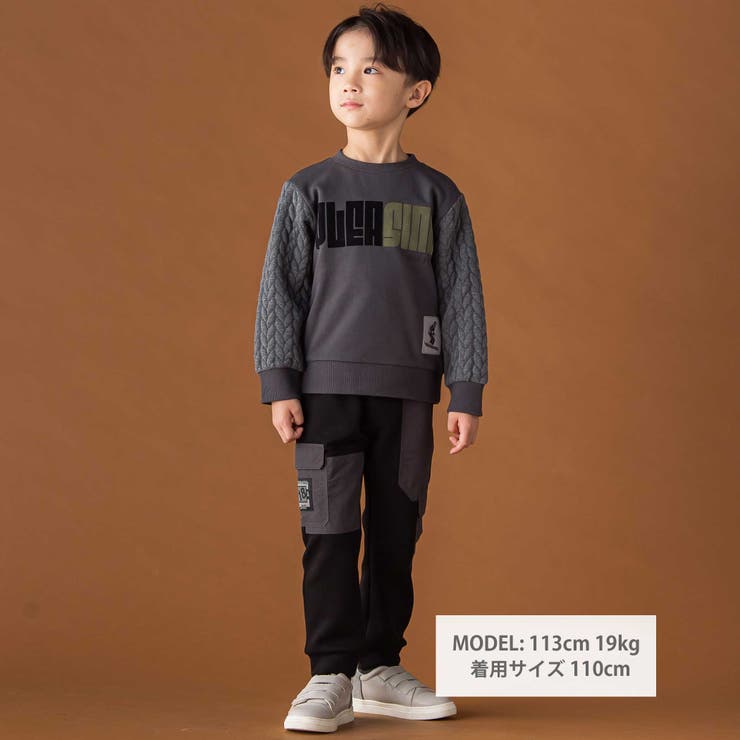 【店舗限定】裏毛×袖キルトジャガードトレーナー(95~160cm) | BeBe Petits Pois Vert | 詳細画像2 