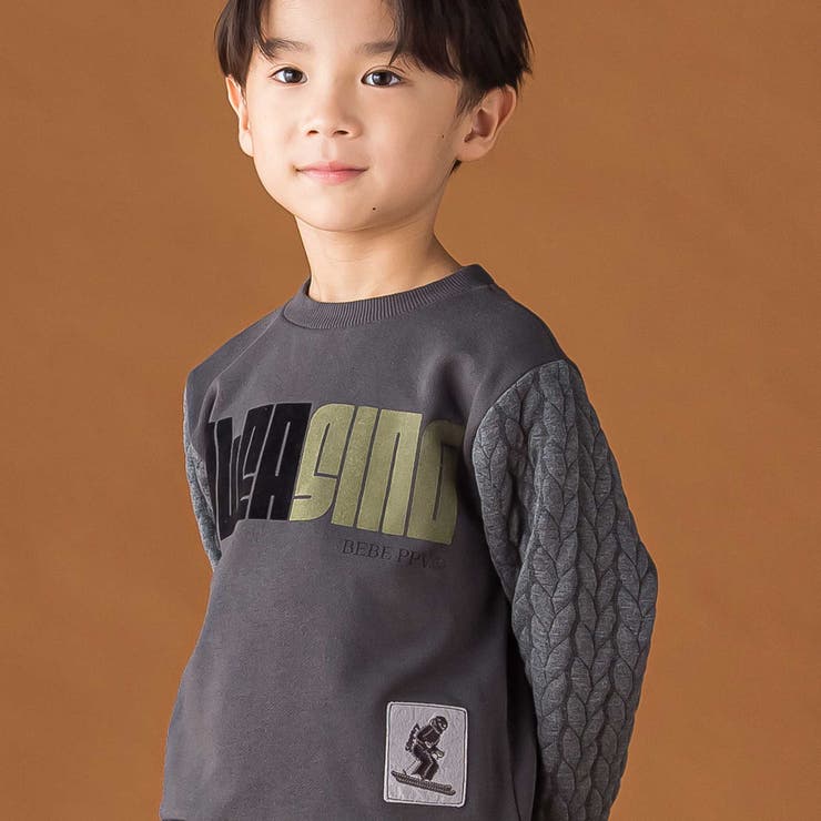 【店舗限定】裏毛×袖キルトジャガードトレーナー(95~160cm) | BeBe Petits Pois Vert | 詳細画像4 