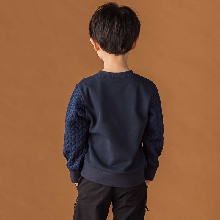 【店舗限定】裏毛×袖キルトジャガードトレーナー(95~160cm) | BeBe Petits Pois Vert | 詳細画像6 