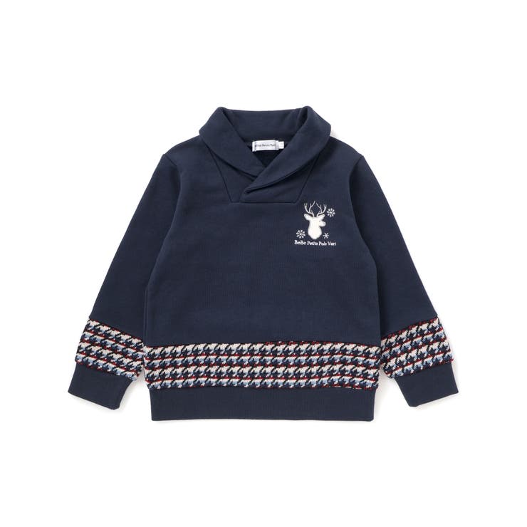 ショールカラー裏毛×ノルディック切り替えトレーナー | BeBe Petits Pois Vert | 詳細画像17 