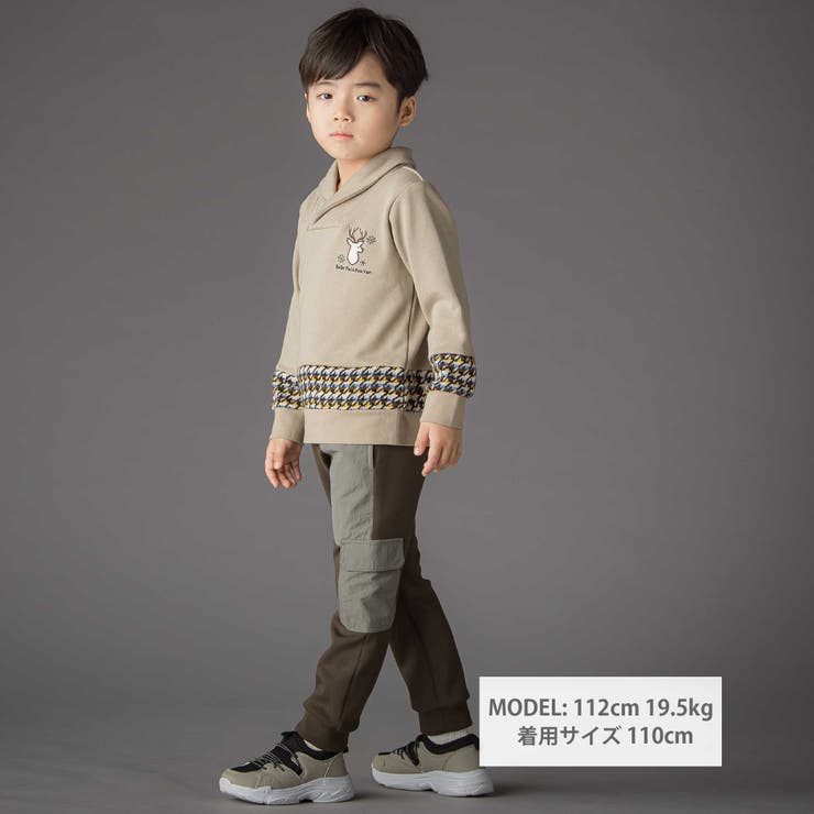 ショールカラー裏毛×ノルディック切り替えトレーナー | BeBe Petits Pois Vert | 詳細画像2 