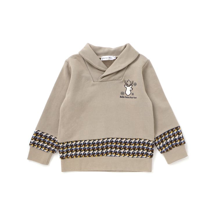 ショールカラー裏毛×ノルディック切り替えトレーナー | BeBe Petits Pois Vert | 詳細画像9 