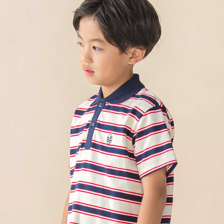 【お揃い】マルチボーダー半袖ポロシャツ(95~150cm) | BeBe Petits Pois Vert | 詳細画像3 