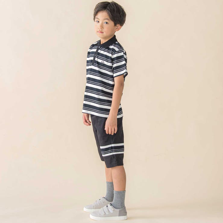 【お揃い】マルチボーダー半袖ポロシャツ(95~150cm) | BeBe Petits Pois Vert | 詳細画像5 