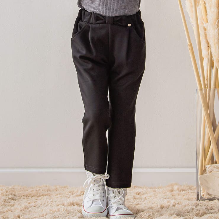 ブラック | 【店舗限定】ダンボールニットウエストリボンパンツ(95~150cm) | BeBe Petits Pois Vert