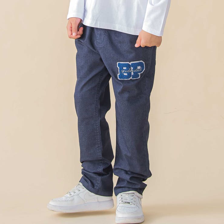 サガラ刺しゅうワッペン付きデニムロングパンツ(95~150cm) | BeBe Petits Pois Vert | 詳細画像1 