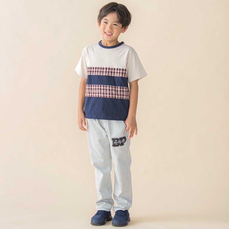 サガラ刺しゅうワッペン付きデニムロングパンツ(95~150cm) | BeBe Petits Pois Vert | 詳細画像5 