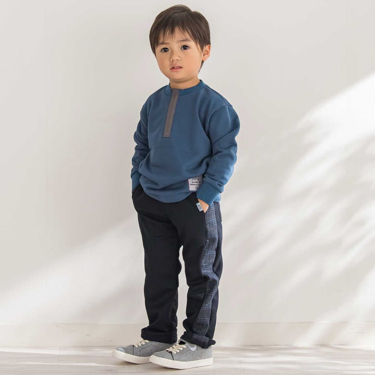 【店舗限定】【お揃い】カノコボンディングサイドチェックパンツ(95~150cm) | BeBe Petits Pois Vert | 詳細画像3 