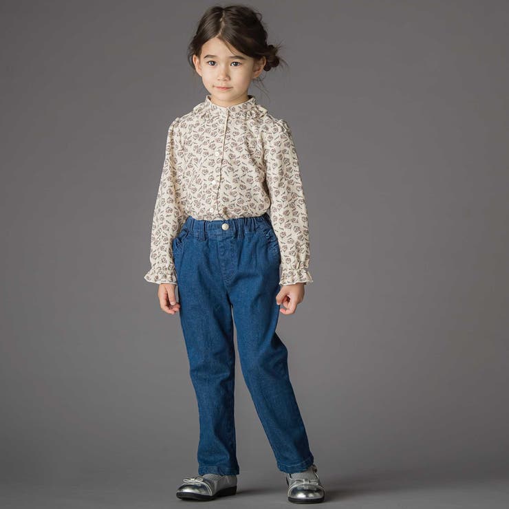 【店舗限定】フリルストレッチデニムロングパンツ(95~150cm) | BeBe Petits Pois Vert | 詳細画像4 