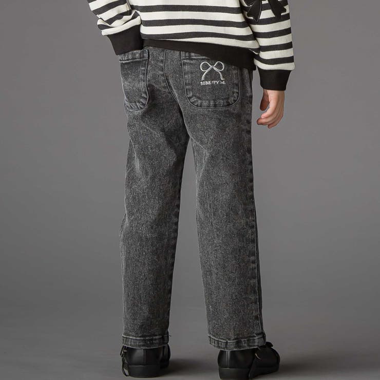 ブラック | 【店舗限定】フリルストレッチデニムロングパンツ(95~150cm) | BeBe Petits Pois Vert