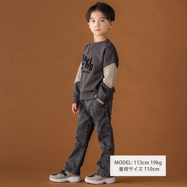 【店舗限定】切り替えストレッチデニムロングパンツ(95~160cm) | BeBe Petits Pois Vert | 詳細画像2 