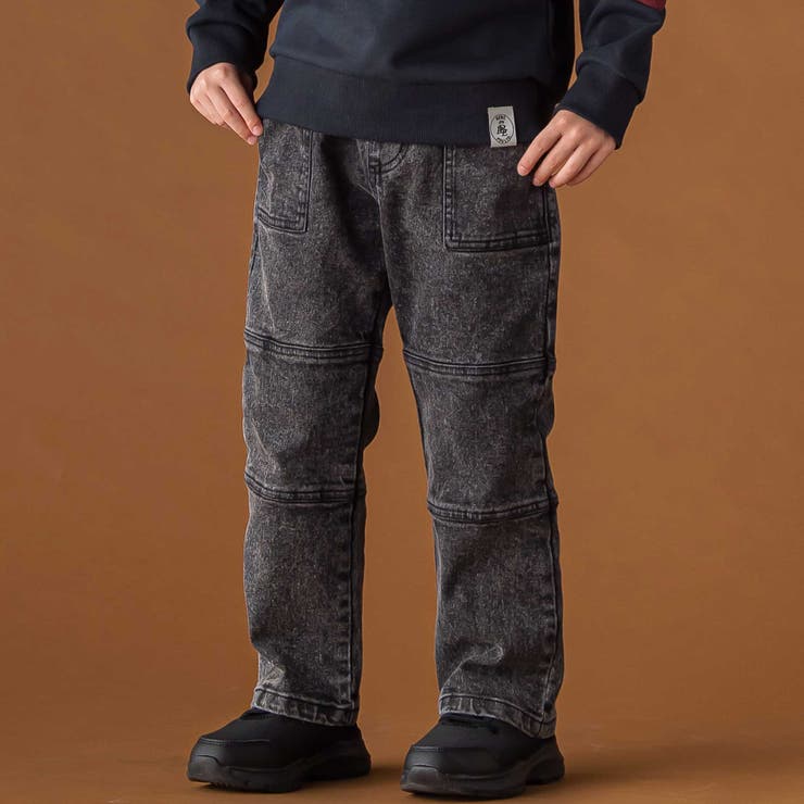 ブラック | 【店舗限定】切り替えストレッチデニムロングパンツ(95~160cm) | BeBe Petits Pois Vert