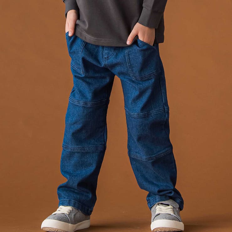 ネイビー | 【店舗限定】切り替えストレッチデニムロングパンツ(95~160cm) | BeBe Petits Pois Vert