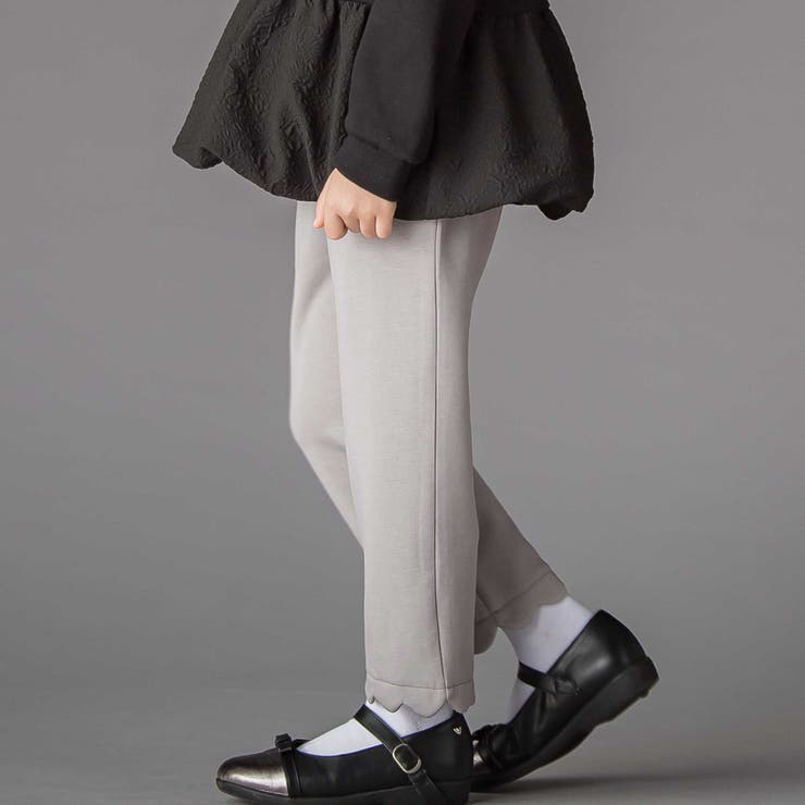 【店舗限定】裏起毛ポンチ裾スカラップロングパンツ(95~150cm) | BeBe Petits Pois Vert | 詳細画像3 