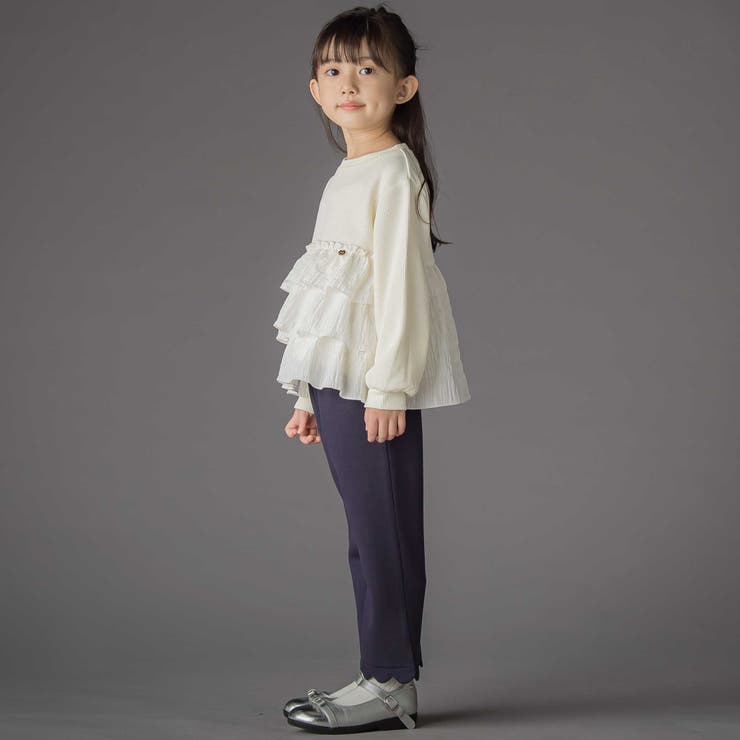 【店舗限定】裏起毛ポンチ裾スカラップロングパンツ(95~150cm) | BeBe Petits Pois Vert | 詳細画像6 