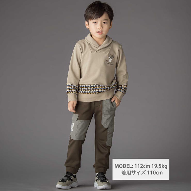 【店舗限定】裏起毛ポンチ＋格子タフタロングパンツ(95~150cm) | BeBe Petits Pois Vert | 詳細画像5 