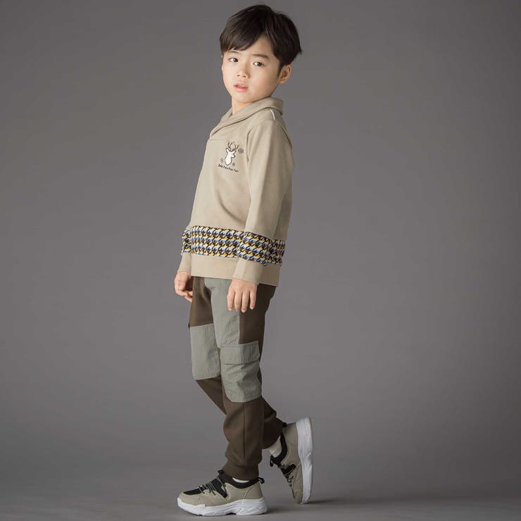 【店舗限定】裏起毛ポンチ＋格子タフタロングパンツ(95~150cm) | BeBe Petits Pois Vert | 詳細画像7 