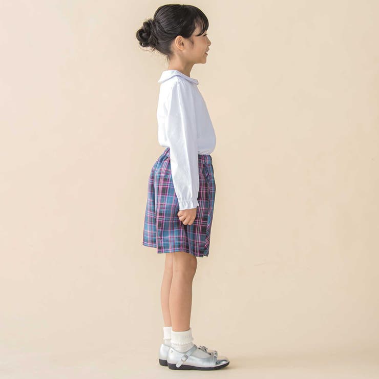 マドラスチェックくるみボタン切り替えショートパンツ(95~150cm) | BeBe Petits Pois Vert | 詳細画像3 