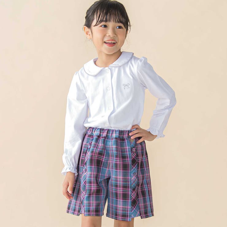 マドラスチェックくるみボタン切り替えショートパンツ(95~150cm) | BeBe Petits Pois Vert | 詳細画像4 