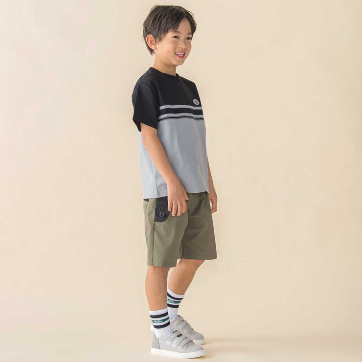 【速乾】配色フラップ水陸両用ハーフパンツ(95~150cm) | BeBe Petits Pois Vert | 詳細画像7 