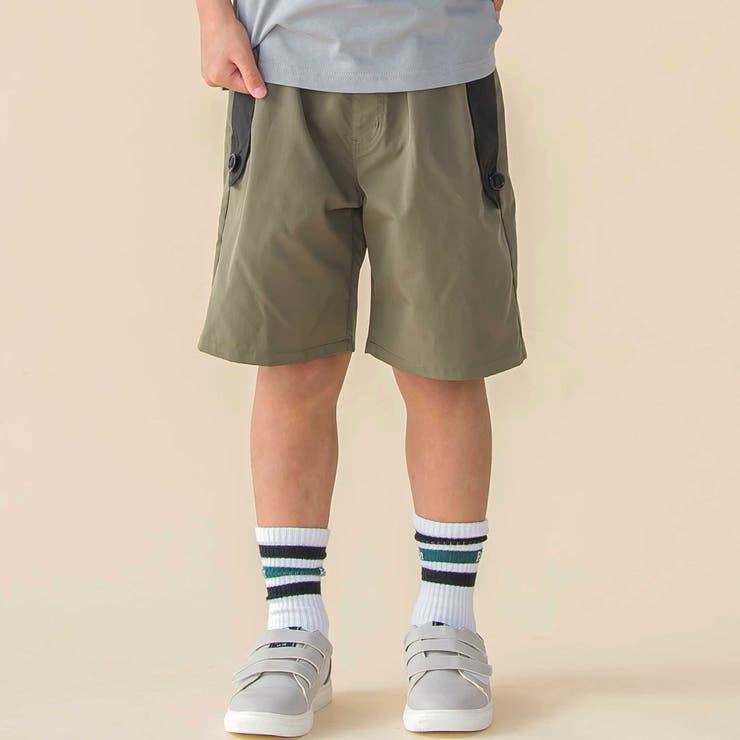 グリーン系 | 【速乾】配色フラップ水陸両用ハーフパンツ(95~150cm) | BeBe Petits Pois Vert