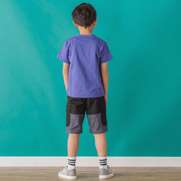 【店舗限定】バイカラーカーゴポケットハーフパンツ(95~150cm) | BeBe Petits Pois Vert | 詳細画像4 