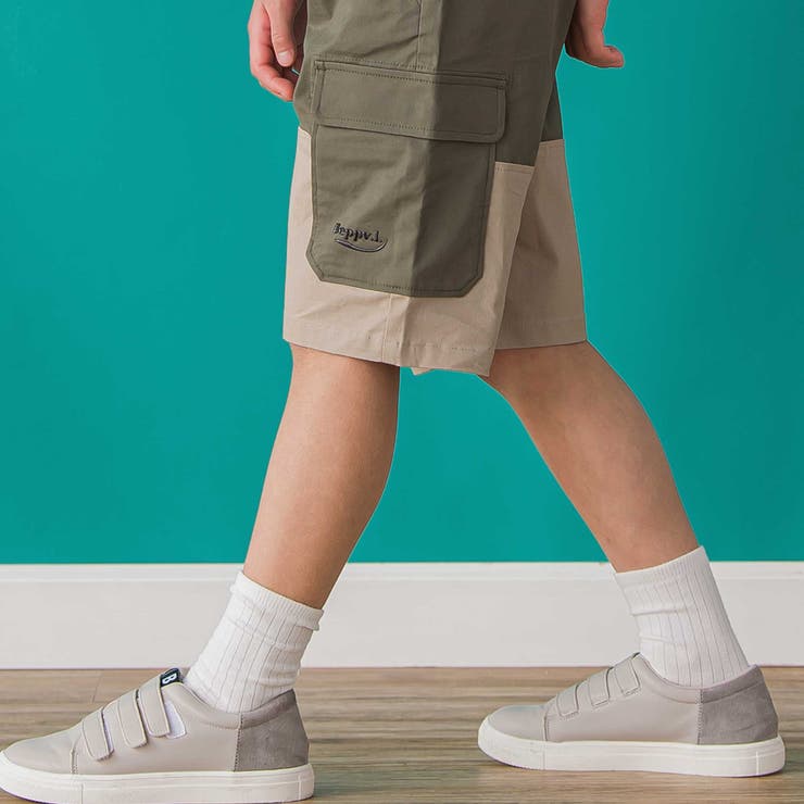 【店舗限定】バイカラーカーゴポケットハーフパンツ(95~150cm) | BeBe Petits Pois Vert | 詳細画像8 