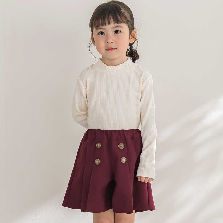 【店舗限定】フロントボタンプリーツキュロットパンツ(95~150cm) | BeBe Petits Pois Vert | 詳細画像4