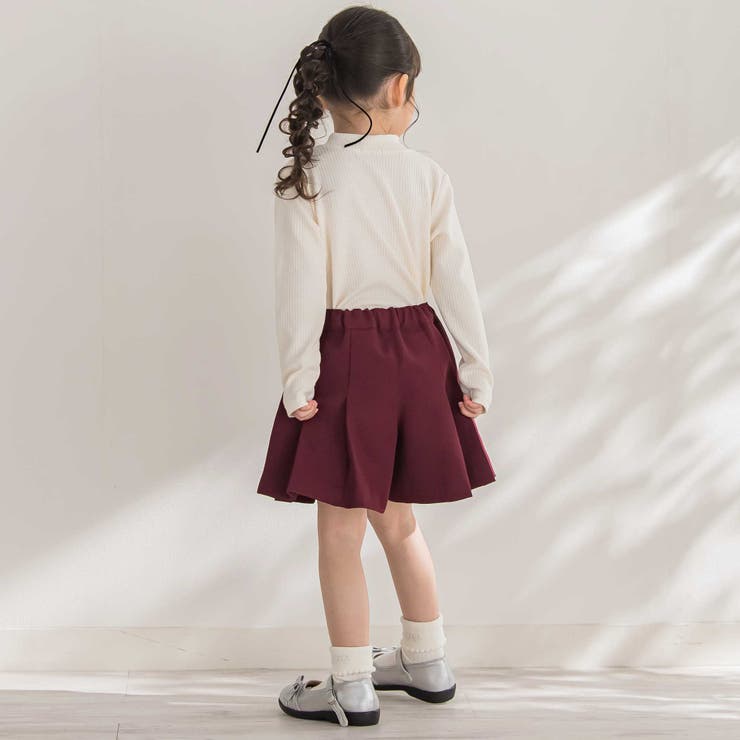 【店舗限定】フロントボタンプリーツキュロットパンツ(95~150cm) | BeBe Petits Pois Vert | 詳細画像5