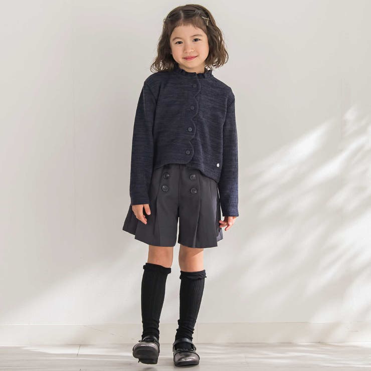 【店舗限定】フロントボタンプリーツキュロットパンツ(95~150cm) | BeBe Petits Pois Vert | 詳細画像6