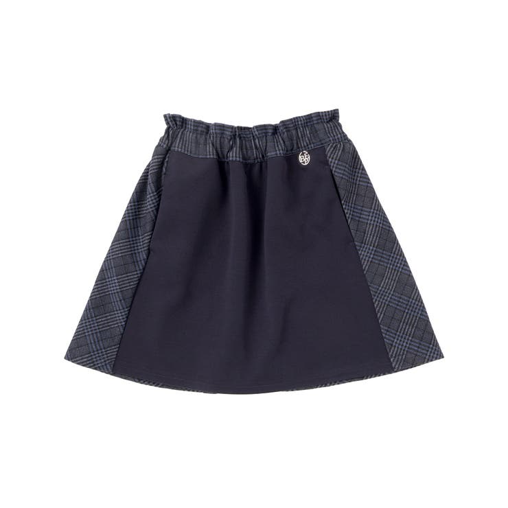 ネイビー系 | 【店舗限定】【お揃い】チェックジャガード切り替えスカート(100~150cm) | BeBe Petits Pois Vert