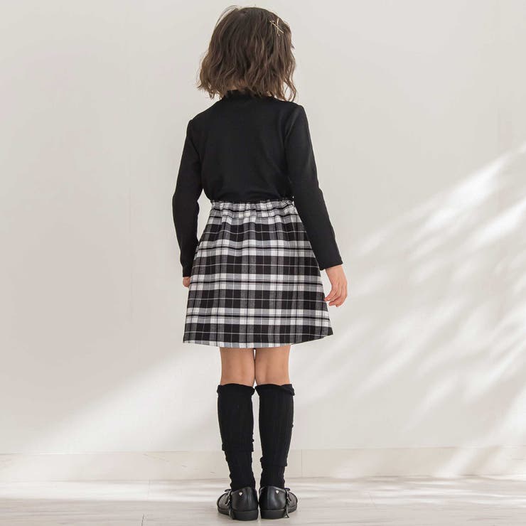 【店舗限定】【お揃い】センタータックチェックスカート(95~150cm) | BeBe Petits Pois Vert | 詳細画像4 