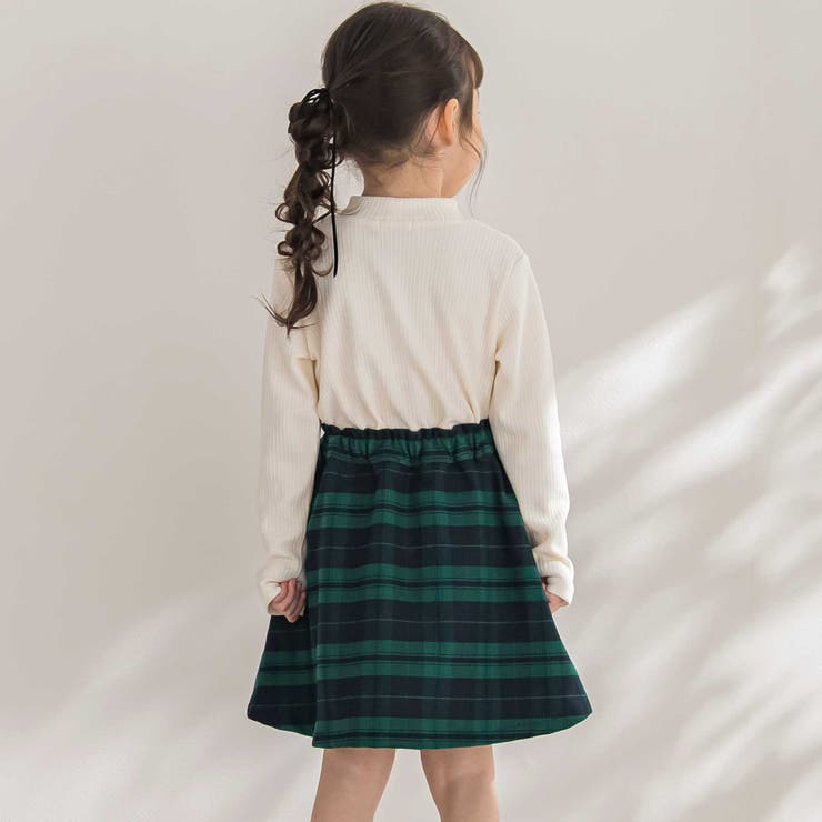 【店舗限定】【お揃い】センタータックチェックスカート(95~150cm) | BeBe Petits Pois Vert | 詳細画像9 