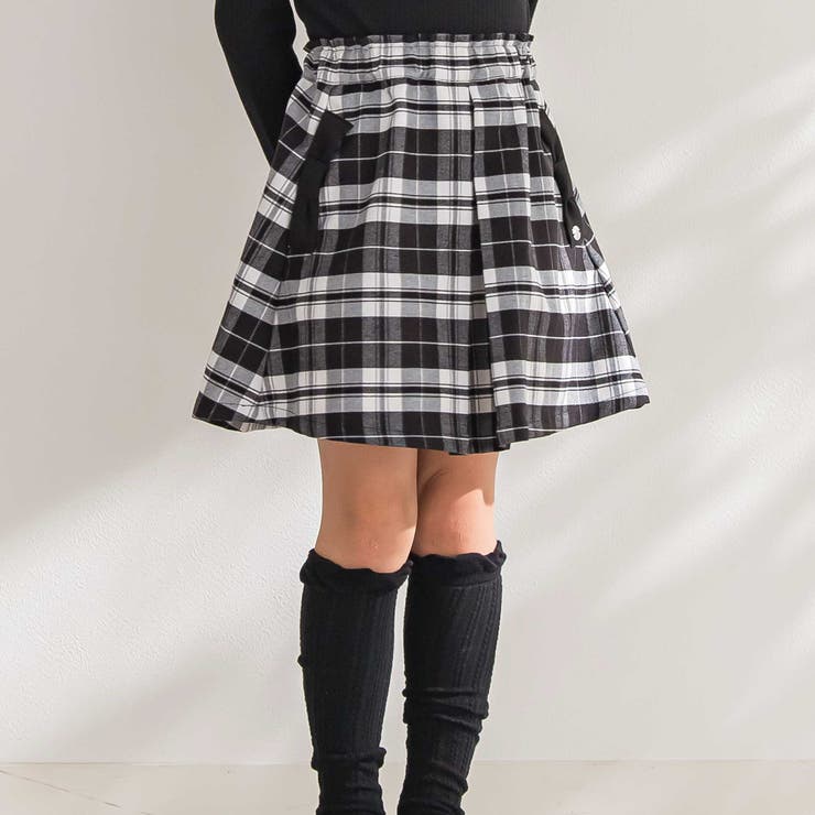 ブラック系 | 【店舗限定】【お揃い】センタータックチェックスカート(95~150cm) | BeBe Petits Pois Vert