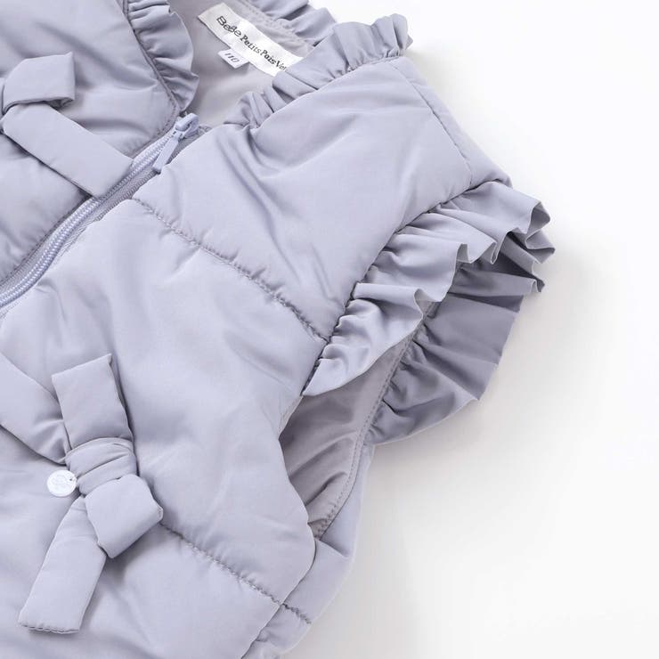 【店舗限定】リボンフリルタフタ中綿ベスト(95~150cm) | BeBe Petits Pois Vert | 詳細画像11 